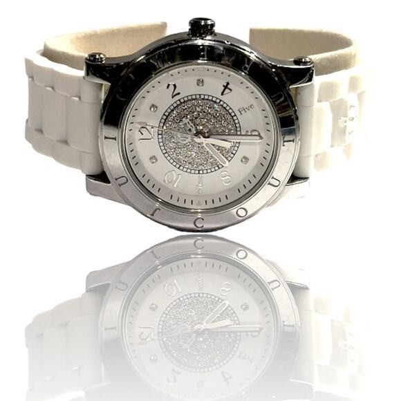JUICY COUTURE White Rubber Band Crystal Encrusted Dial Watch main image 5